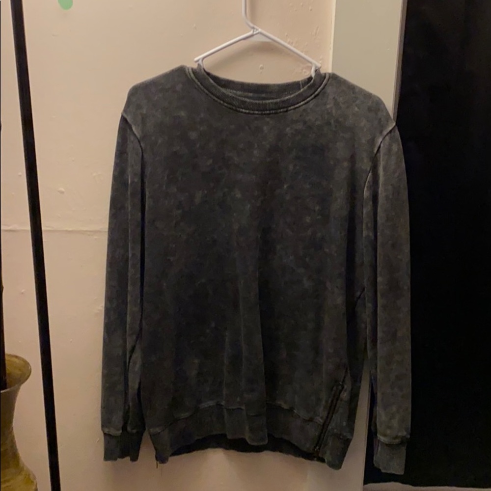 RSQ distressed crew neck with side zips size large